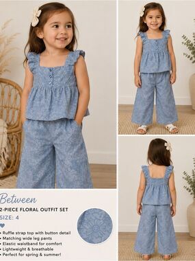 Between Baby Girl 2-Piece Floral Outfit Set – Size 4